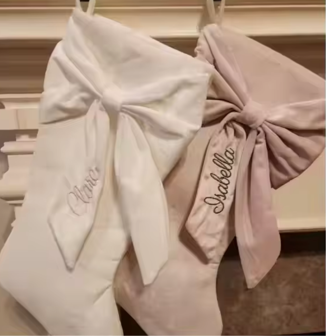 PRE ORDER - VELVET BOW CHRISTMAS STOCKING