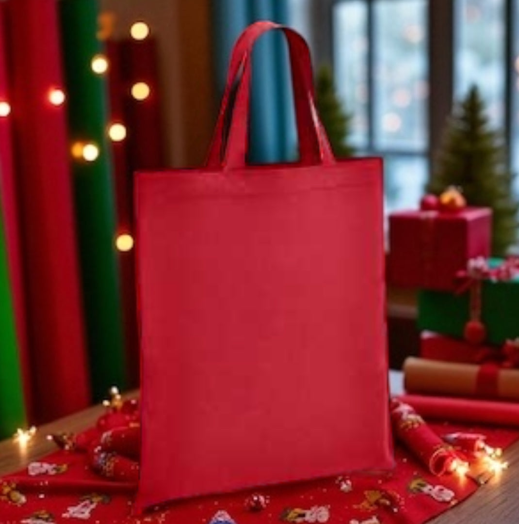 RED CHRISTMAS TOTE BAG - PACK OF 10