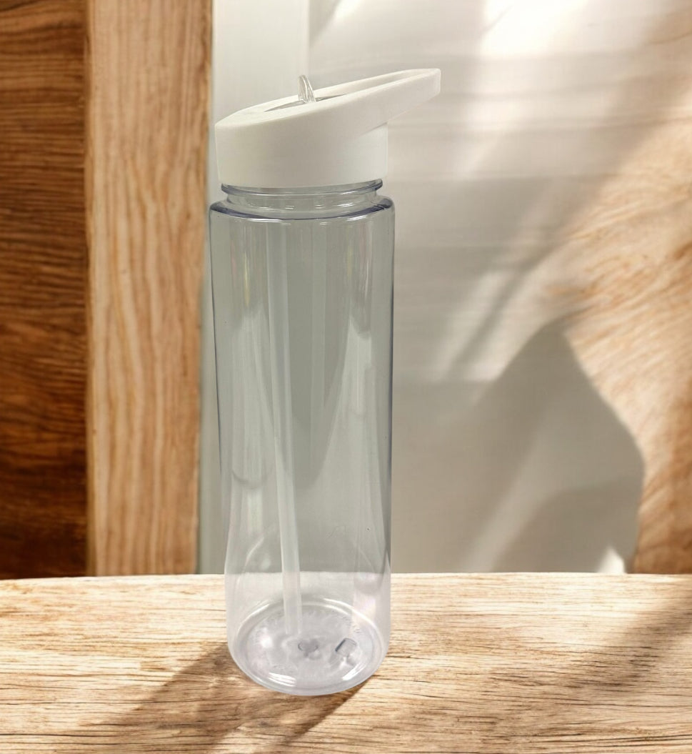 500ml CLEAR DRINK BOTTLE WITH FLIP STRAW