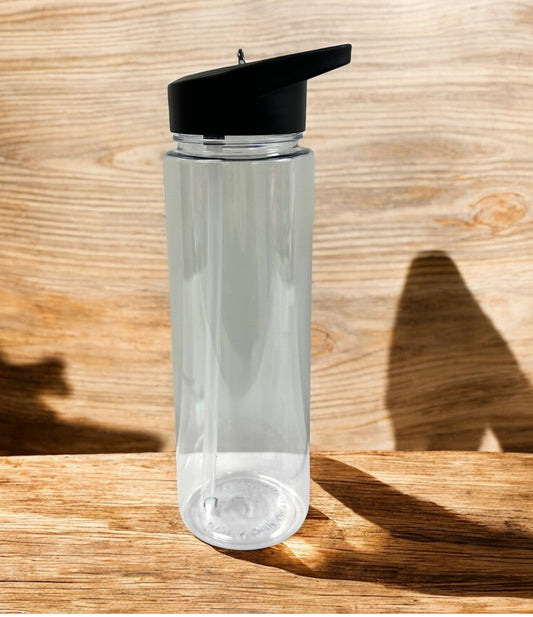 500ml CLEAR DRINK BOTTLE WITH FLIP STRAW