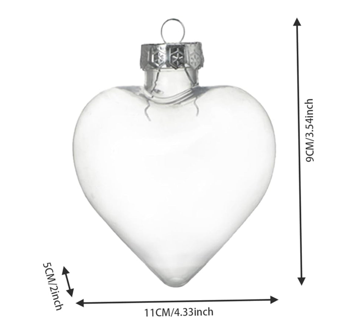 PRE ORDER DUE MID MAY - Plastic Fillable Heart Shape Baubles