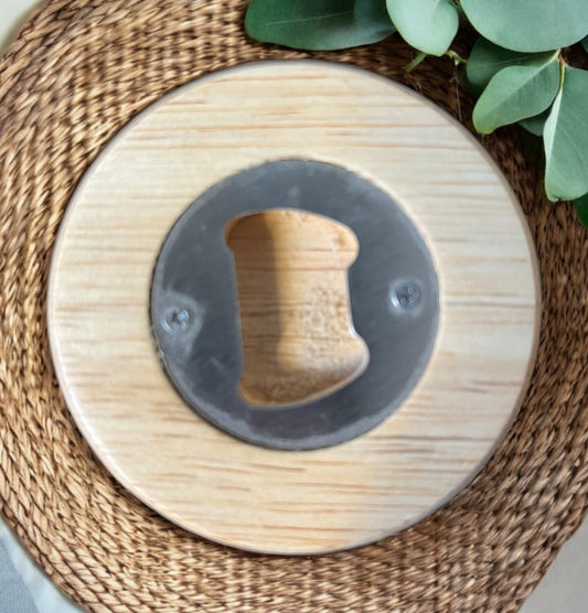 ROUND BEECH WOOD BOTTLE OPENER