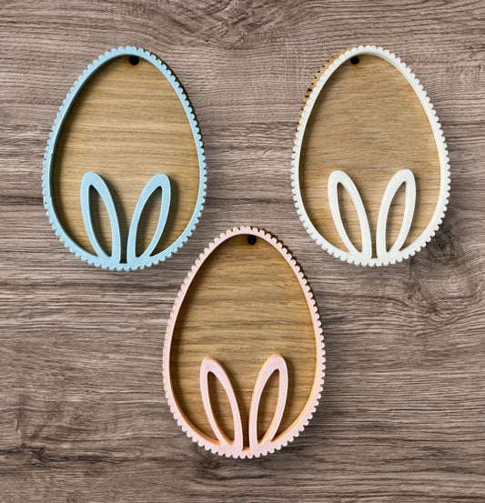 OAK VENEER AND ACRYLIC BUNNY EARS EGG