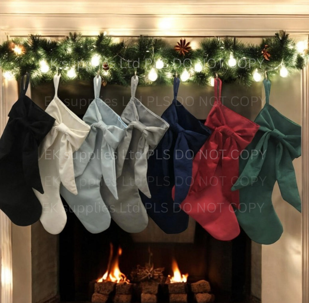 PRE ORDER - VELVET BOW CHRISTMAS STOCKING