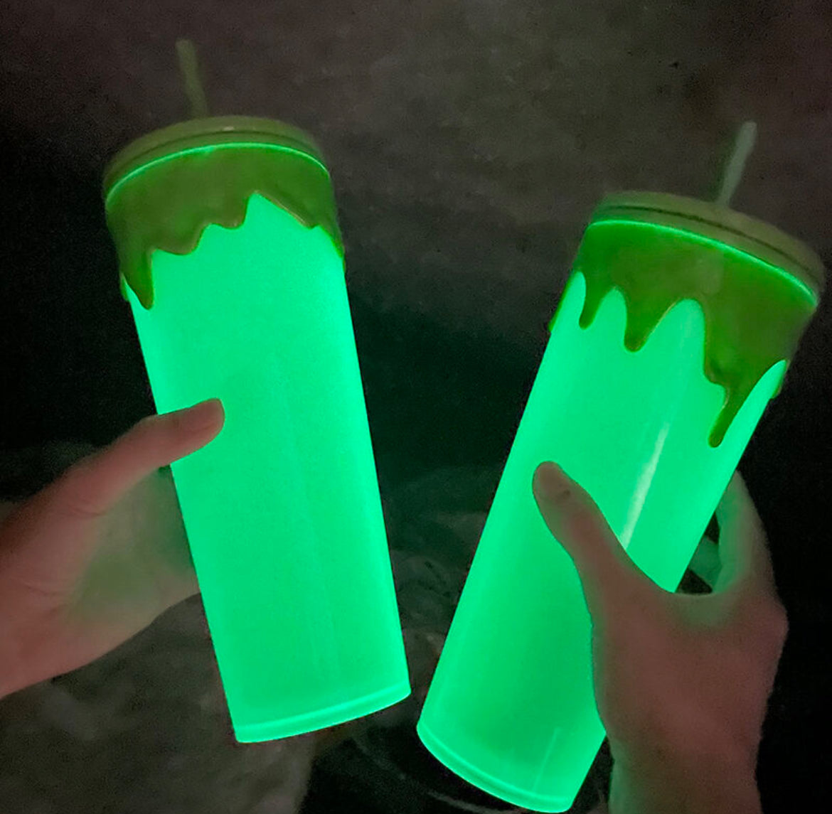 Slime green 24oz Glow in the dark tumbler