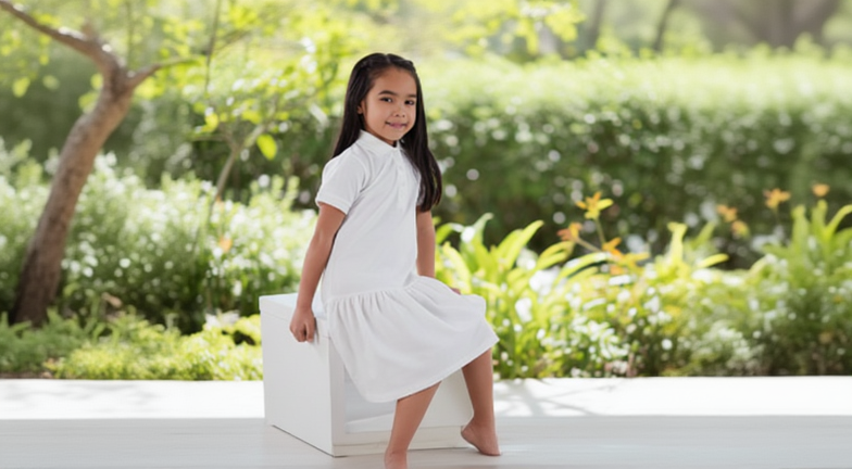 GIRLS WHITE POLO DRESS