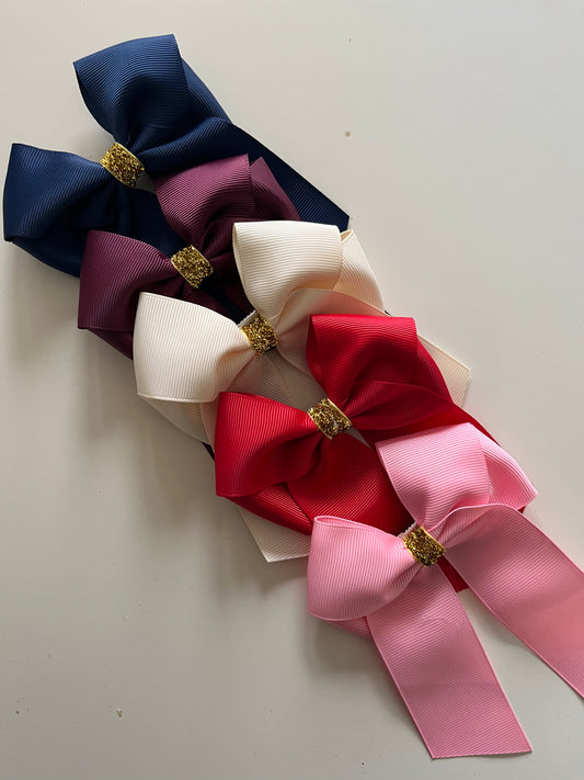 4” HAIR-BOW WITH GOLD CENTRE