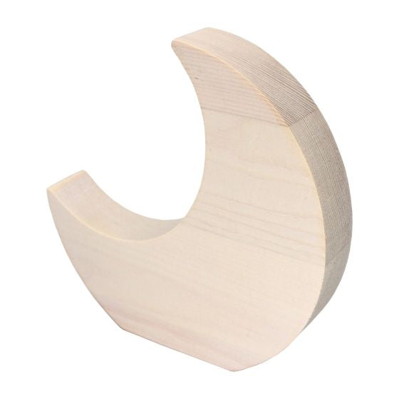 WHITE WASHED WOODEN MOON PLAQUE