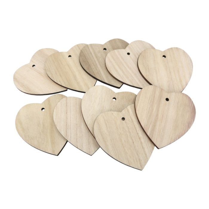 PACK OF TEN WOOD HEART GIFT TAG