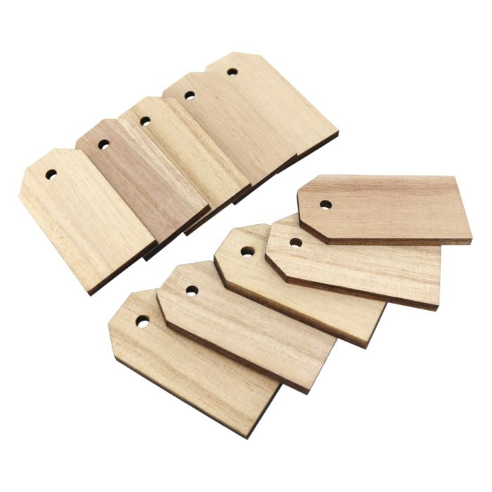 PACK OF TEN SMALL WOODEN TAG 6cmx3cm