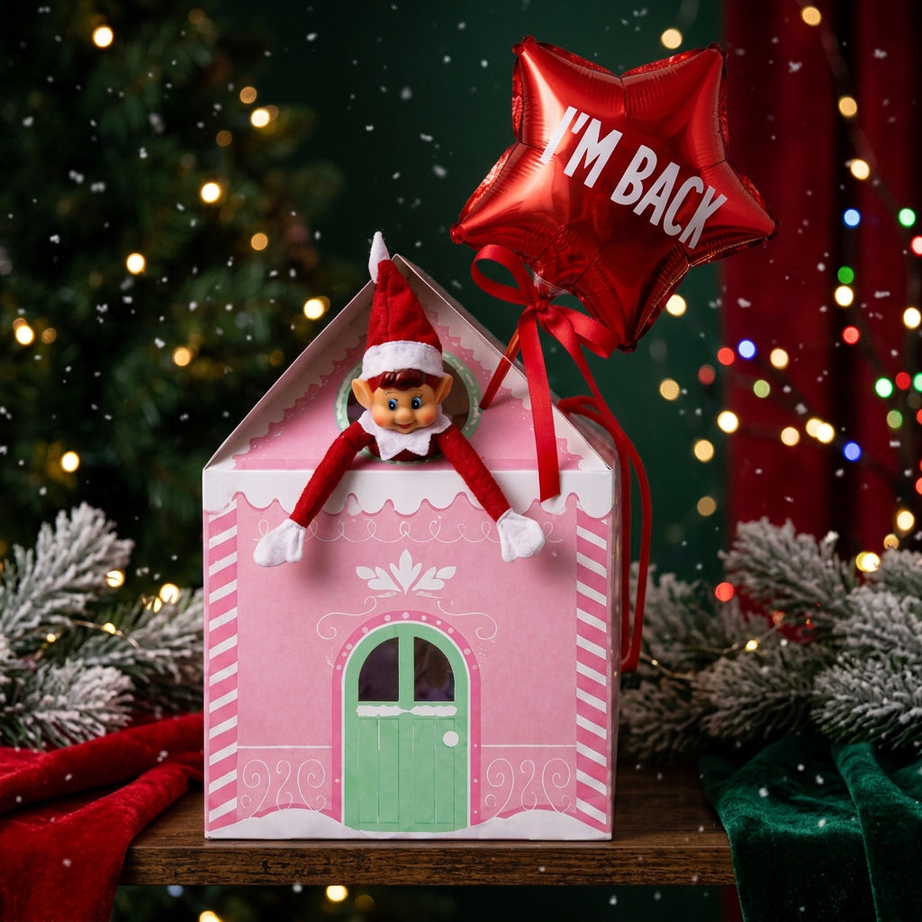 Elf arrival pink printed house