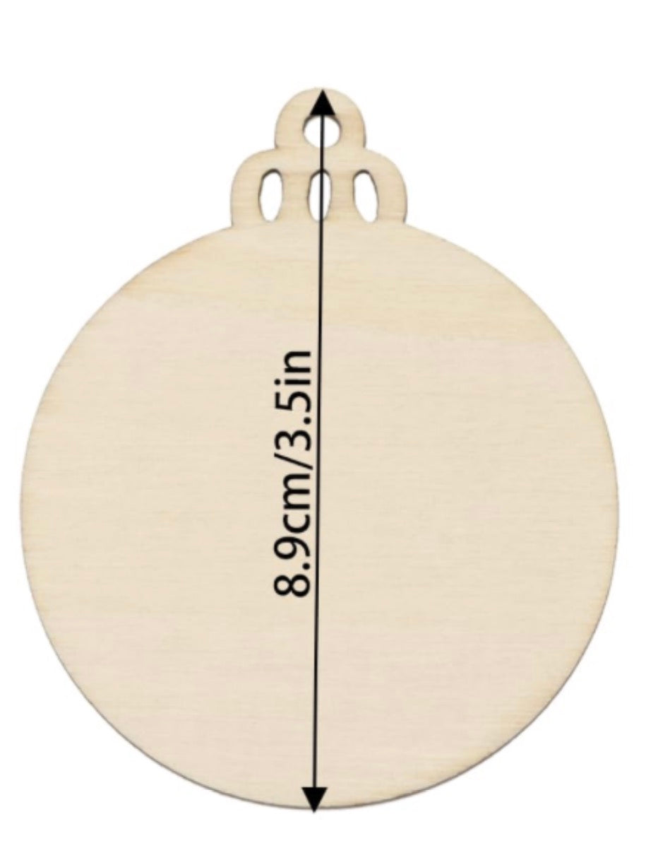 Christmas wood bauble pack of 10
