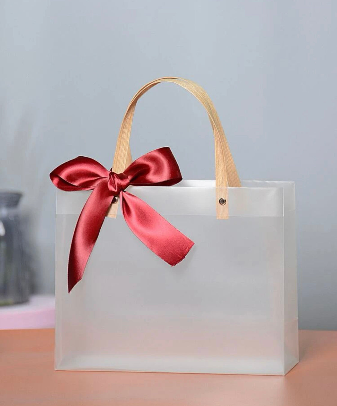 RIBBON BOW CLEAR GIFT BAG