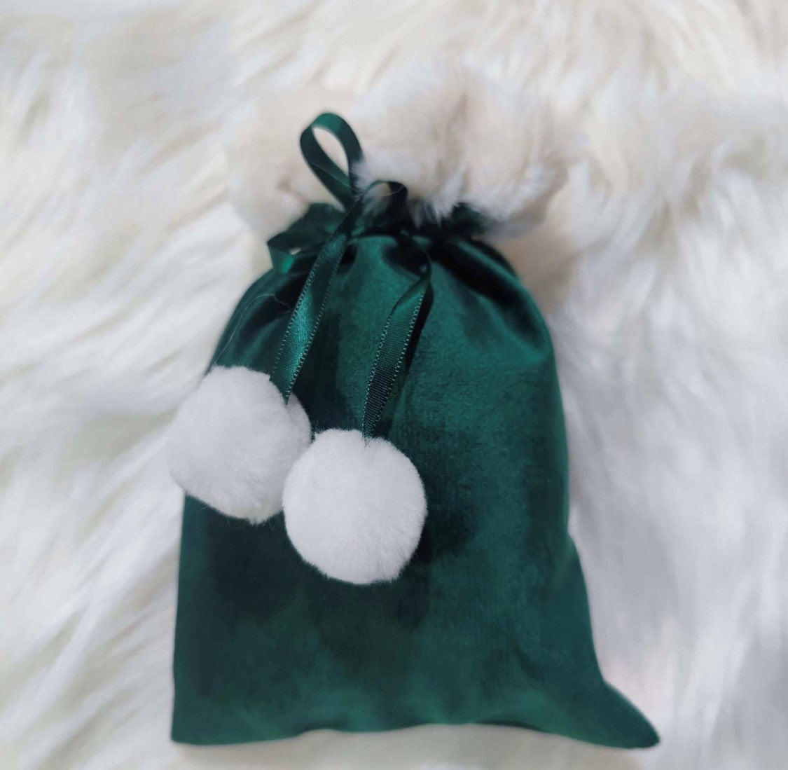 CHRISTMAS VELVET POM POM POUCH