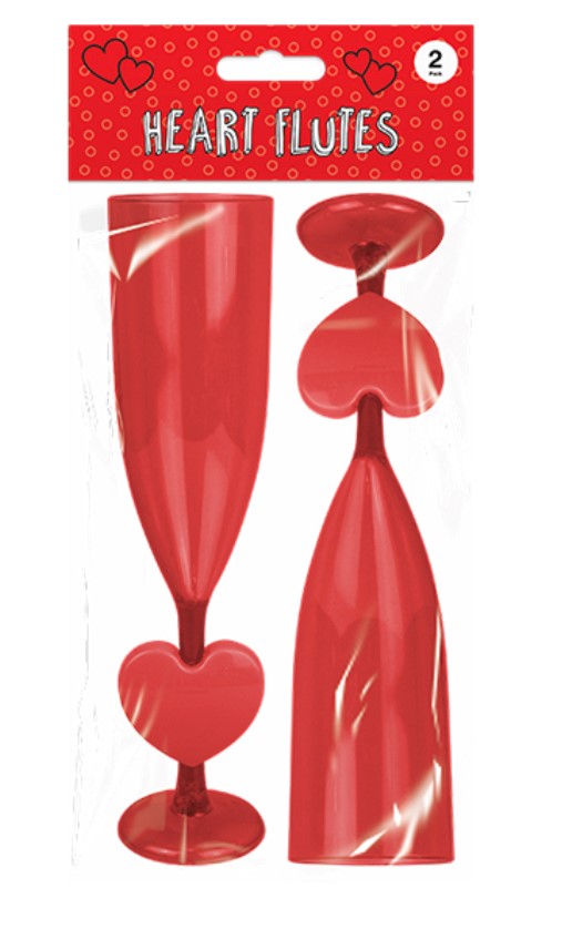 2 pack red heart flutes