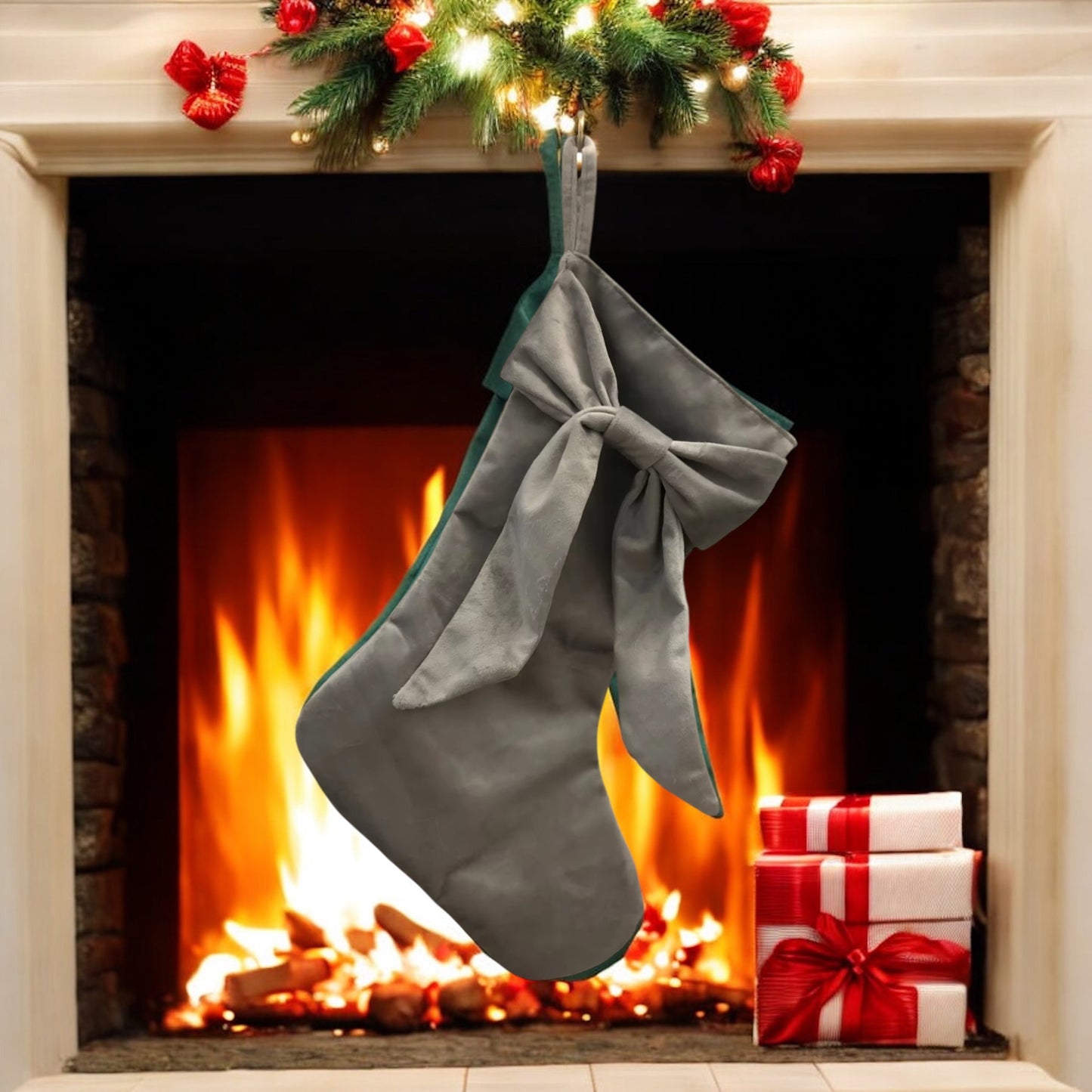 PRE ORDER batch 3 - VELVET BOW CHRISTMAS STOCKING