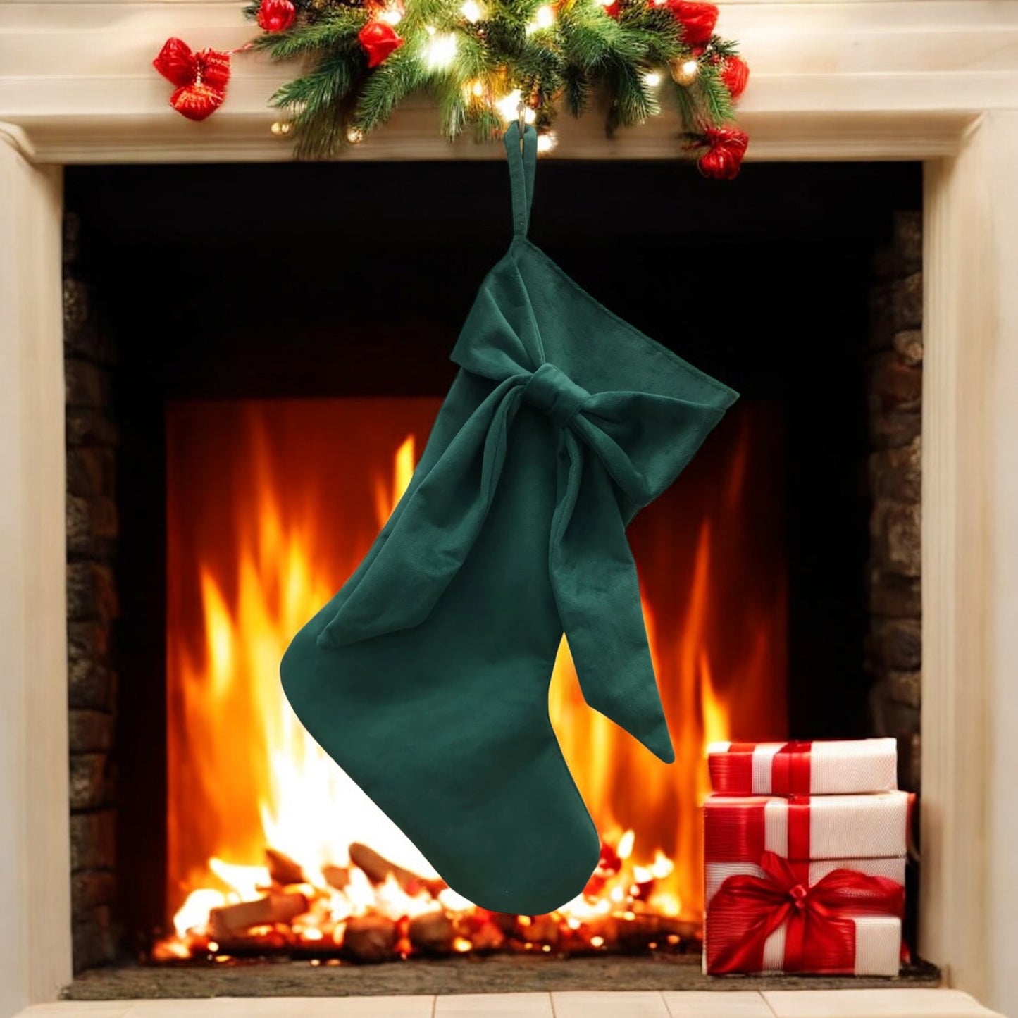 PRE ORDER batch 3 - VELVET BOW CHRISTMAS STOCKING