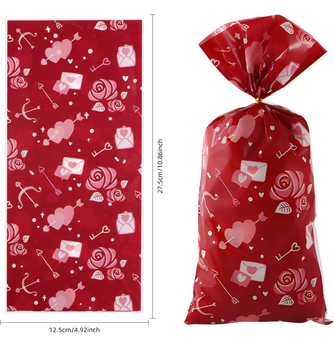 VALENTINES CELLOPHANE BAGS PACKS OF 10