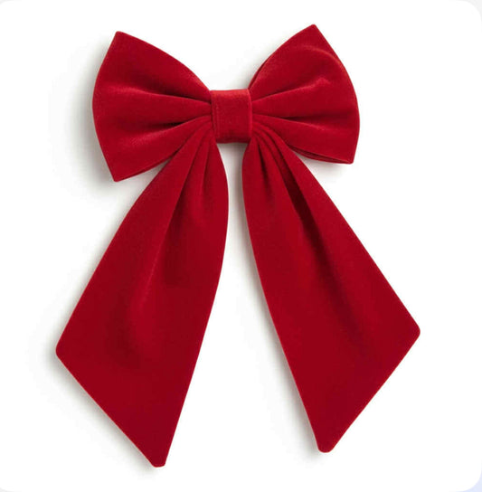 BULK BUY XL RED VELVET HAIR BOW x10