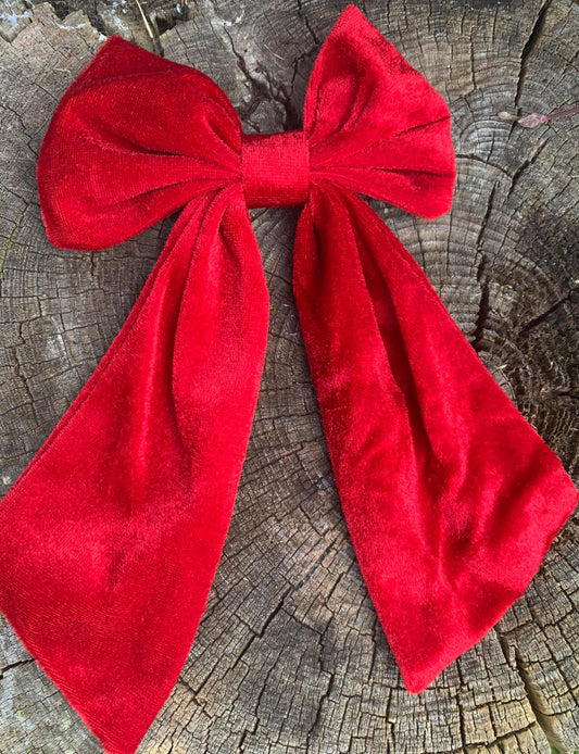 BULK BUY RED VELVET HAIR BOW x10