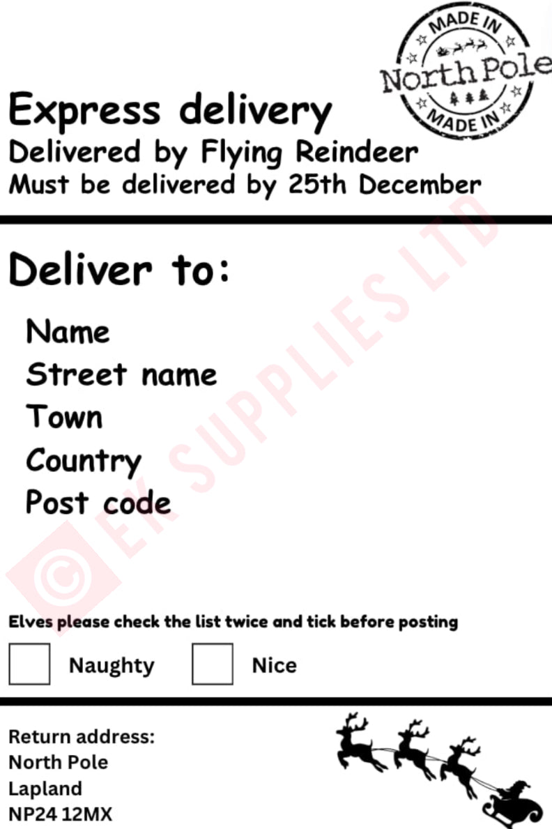 Santa Express Delivery label – EK SUPPLIES LTD