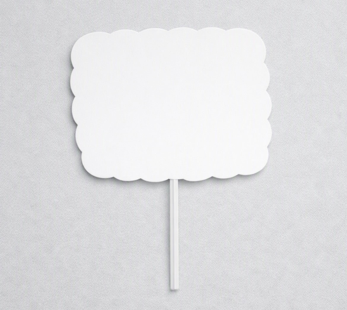 White acrylic Scalloped edge paddle / back to school board / wedding paddle