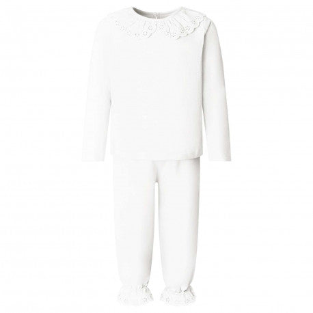 WHITE FRILLED PYJAMAS
