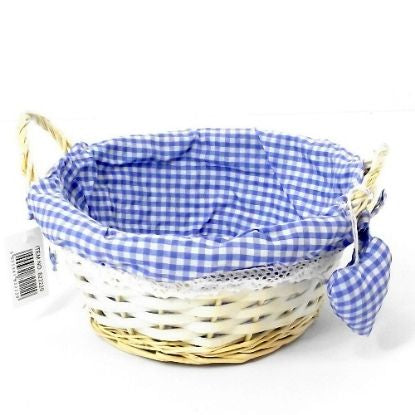 ROUND GINGHAM CLOTH LINED BASKET 23cm