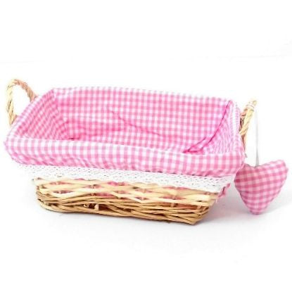 25cm GINGHAM RECTANGLE BASKET