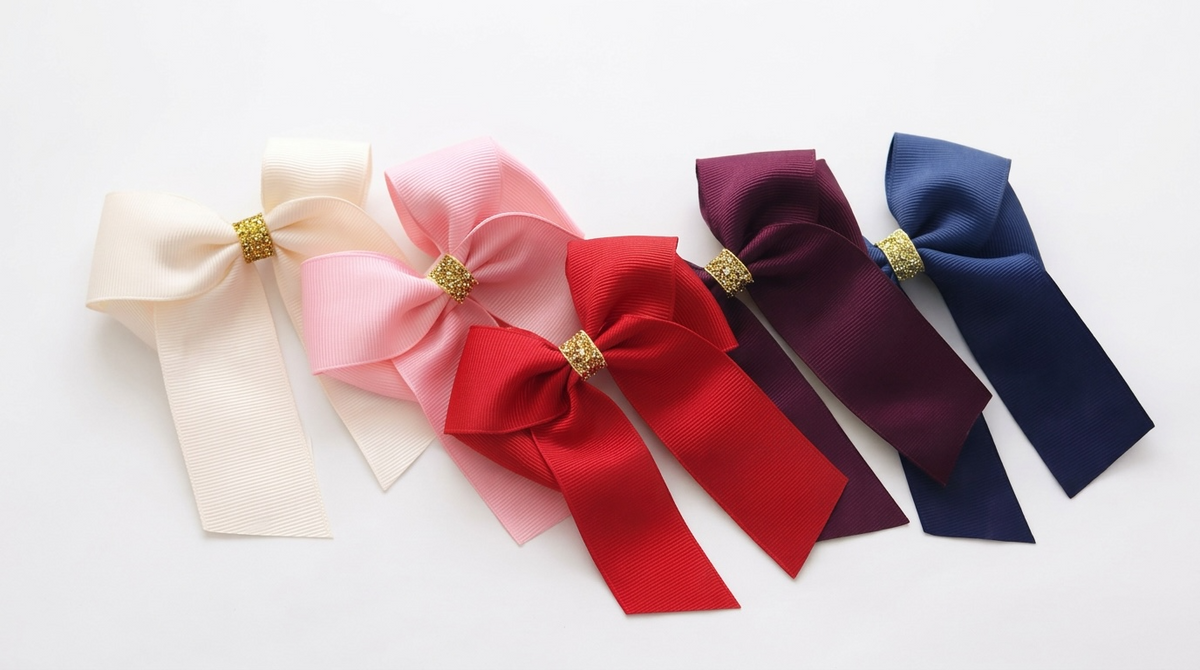 4” Hair Bow with gold centred clip