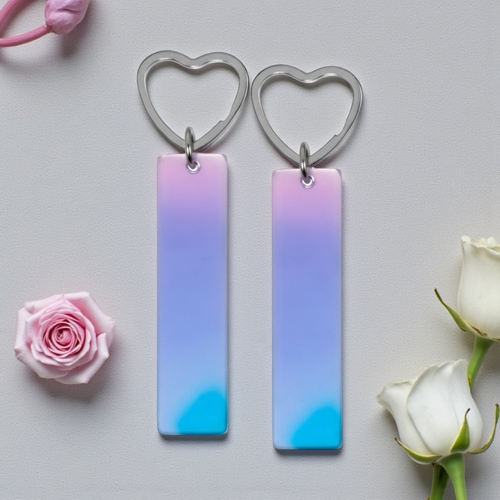 ONE PAIR - ACRYLIC  RECTANGLE KEYRING