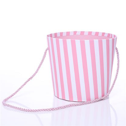 PINK STRIPE FLORAL POT