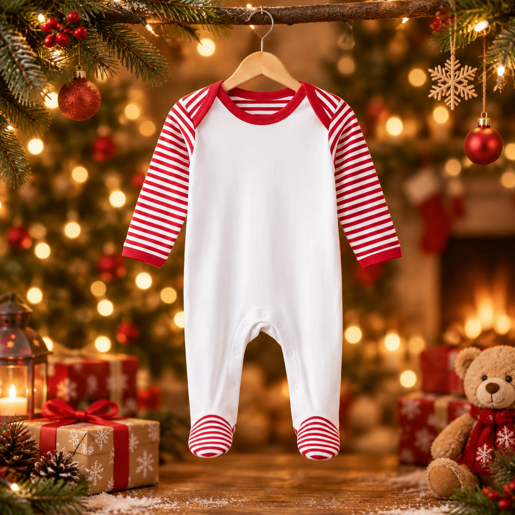 Red stripe baby romper