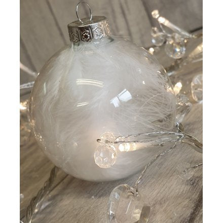 FEATHER GLASS BAUBLE 4 PACK
