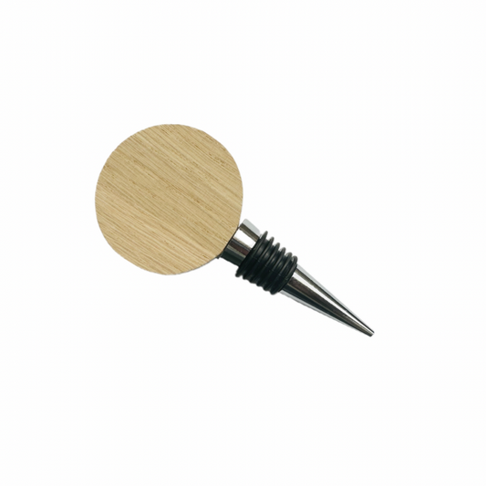 Circle Shaped 5.5cm Round Wine Bottle Stopper in Lightly Varnished Solid Oak Wood