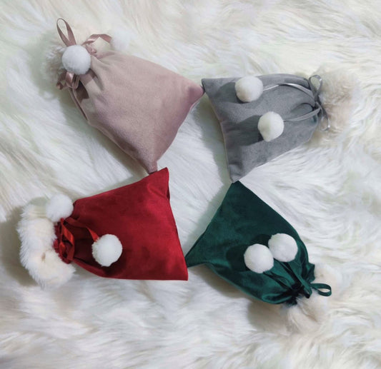 CHRISTMAS VELVET POM POM POUCH