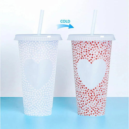 24oz Hearts cold colour change cup